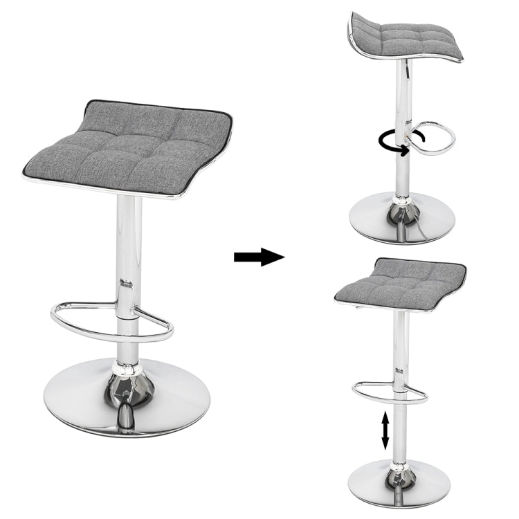 [US Warehouse] 2 PCS Cotton and Linen Fabric Soft-Packed Square Board Curved Foot Bar Stools(Dark Gray)