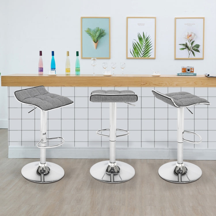 [US Warehouse] 2 PCS Cotton and Linen Fabric Soft-Packed Square Board Curved Foot Bar Stools(Dark Gray)