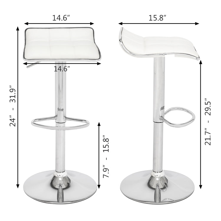 [US Warehouse] 2 PCS PU Fabric Soft-Packed Square Board Curved Foot Bar Stools(White)
