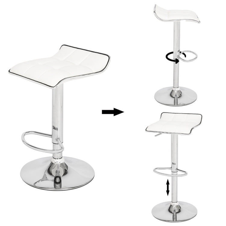 [US Warehouse] 2 PCS PU Fabric Soft-Packed Square Board Curved Foot Bar Stools(White)
