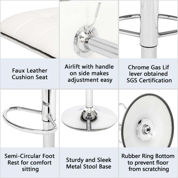 [US Warehouse] 2 PCS PU Fabric Soft-Packed Square Board Curved Foot Bar Stools(White)