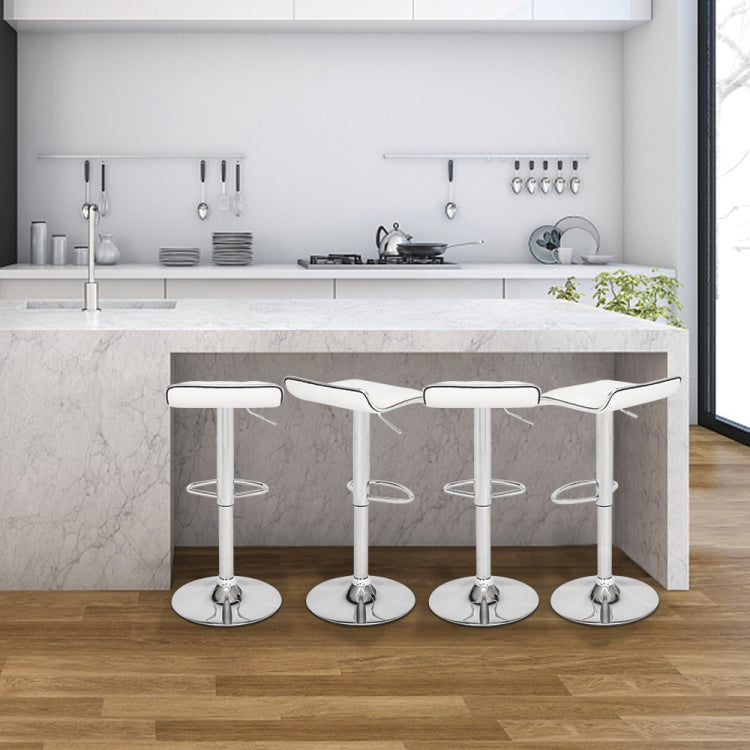 [US Warehouse] 2 PCS PU Fabric Soft-Packed Square Board Curved Foot Bar Stools(White)
