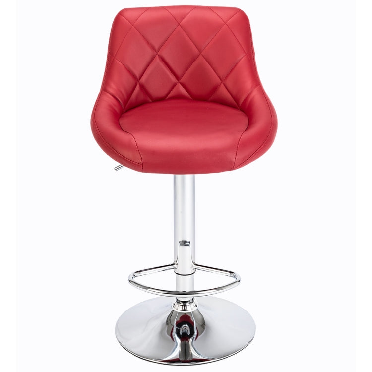 [UK Warehouse] 2 PCS Adjustable No Armrest Rhombus Backrest Design Bar Stools with Disk(Wine Red)