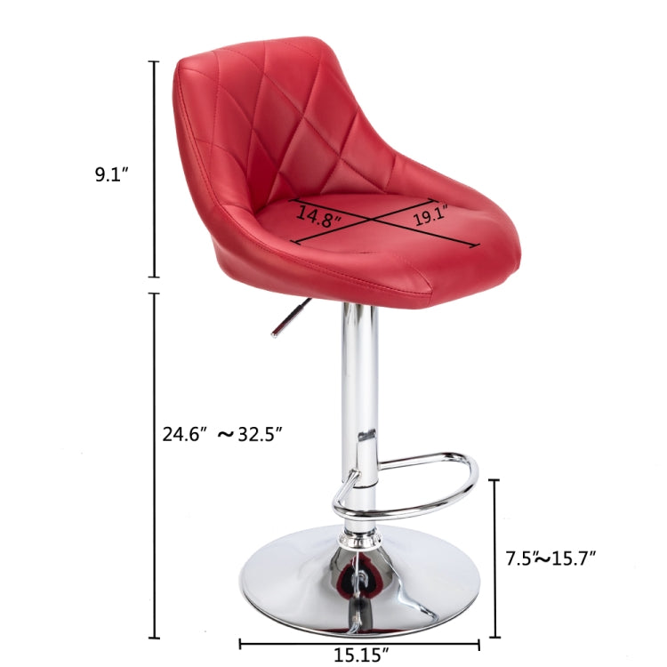 [UK Warehouse] 2 PCS Adjustable No Armrest Rhombus Backrest Design Bar Stools with Disk(Wine Red)