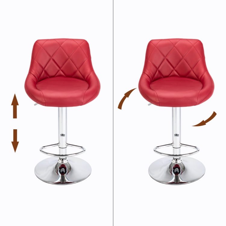 [UK Warehouse] 2 PCS Adjustable No Armrest Rhombus Backrest Design Bar Stools with Disk(Wine Red)