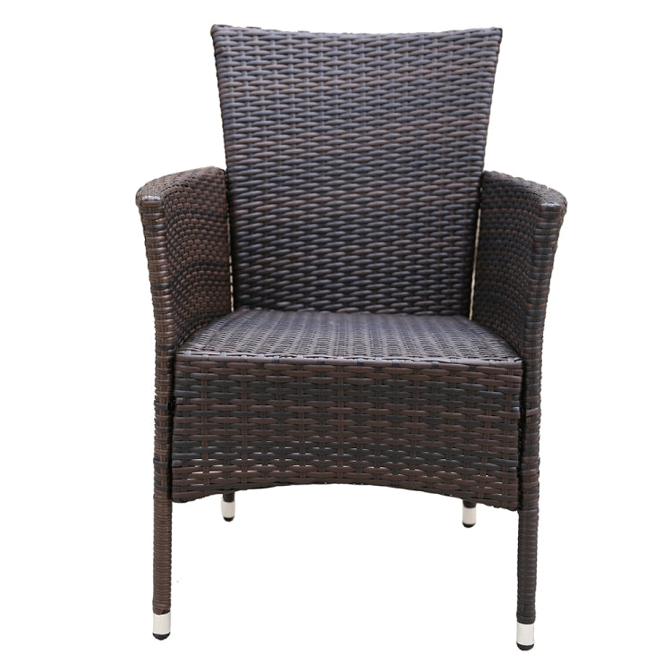 [US Warehouse] 2 PCS Patio Steel Frame PE Wicker Chair with Armrests & Removable Cushion