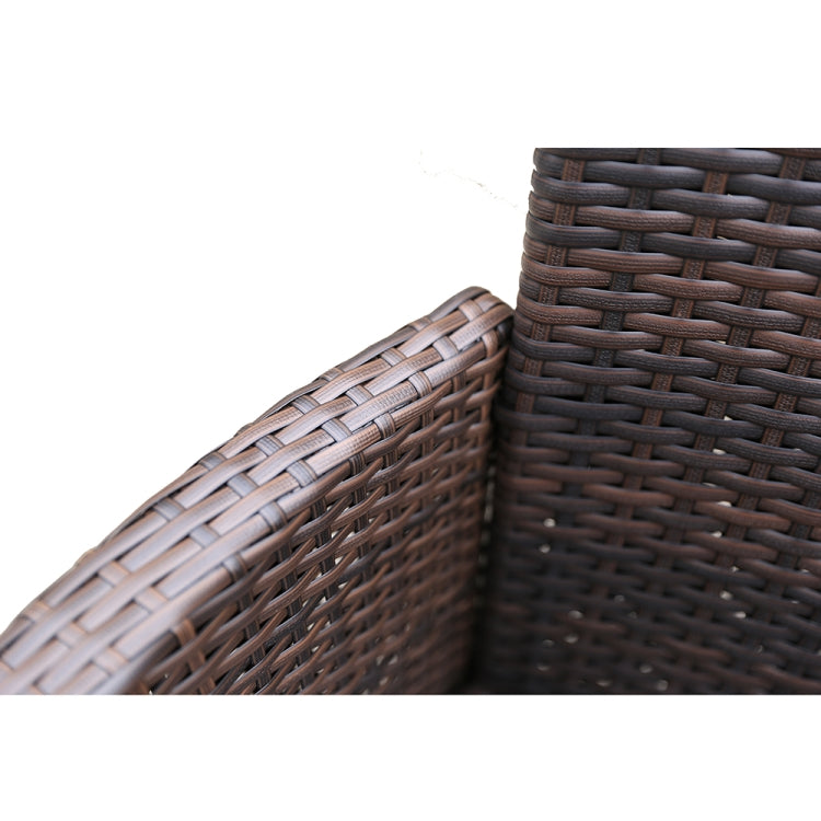 [US Warehouse] 2 PCS Patio Steel Frame PE Wicker Chair with Armrests & Removable Cushion