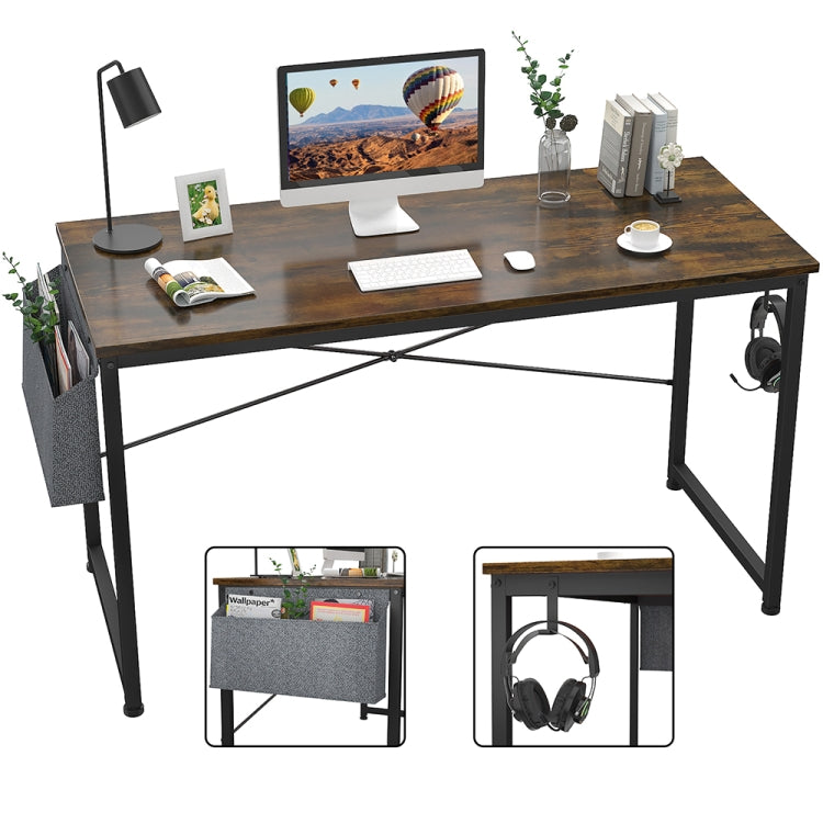 [US Warehouse] 47 inch Modern Simple Style Computer Desk Office Desk Study Desk with Storage Bag & Headset Hook & Adjustable Leg Cushion