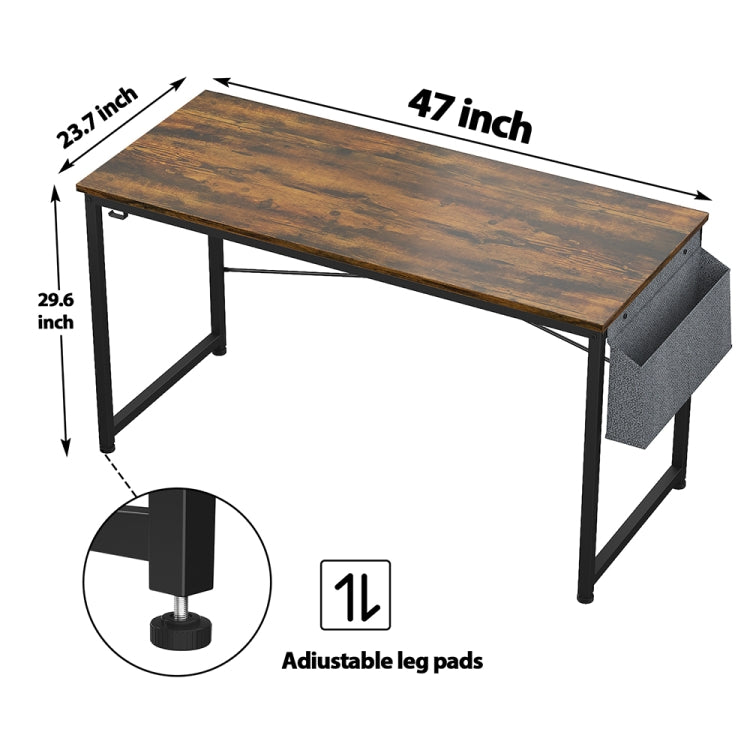[US Warehouse] 47 inch Modern Simple Style Computer Desk Office Desk Study Desk with Storage Bag & Headset Hook & Adjustable Leg Cushion
