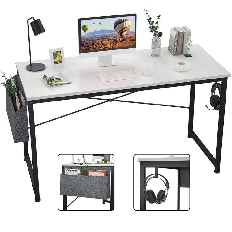 [US Warehouse] 47 inch Modern Simple Style Computer Desk Office Desk Study Desk with Storage Bag & Headset Hook & Adjustable Leg Cushion