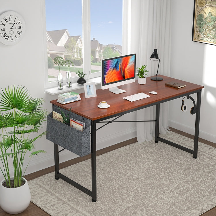 [US Warehouse] 47 inch Modern Simple Style Computer Desk Office Desk Study Desk with Storage Bag & Headset Hook & Adjustable Leg Cushion