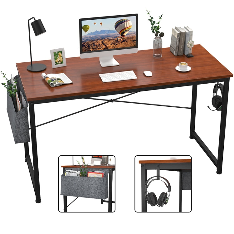 [US Warehouse] 47 inch Modern Simple Style Computer Desk Office Desk Study Desk with Storage Bag & Headset Hook & Adjustable Leg Cushion