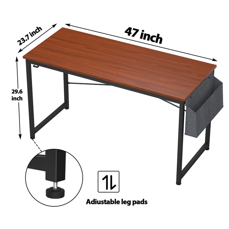 [US Warehouse] 47 inch Modern Simple Style Computer Desk Office Desk Study Desk with Storage Bag & Headset Hook & Adjustable Leg Cushion
