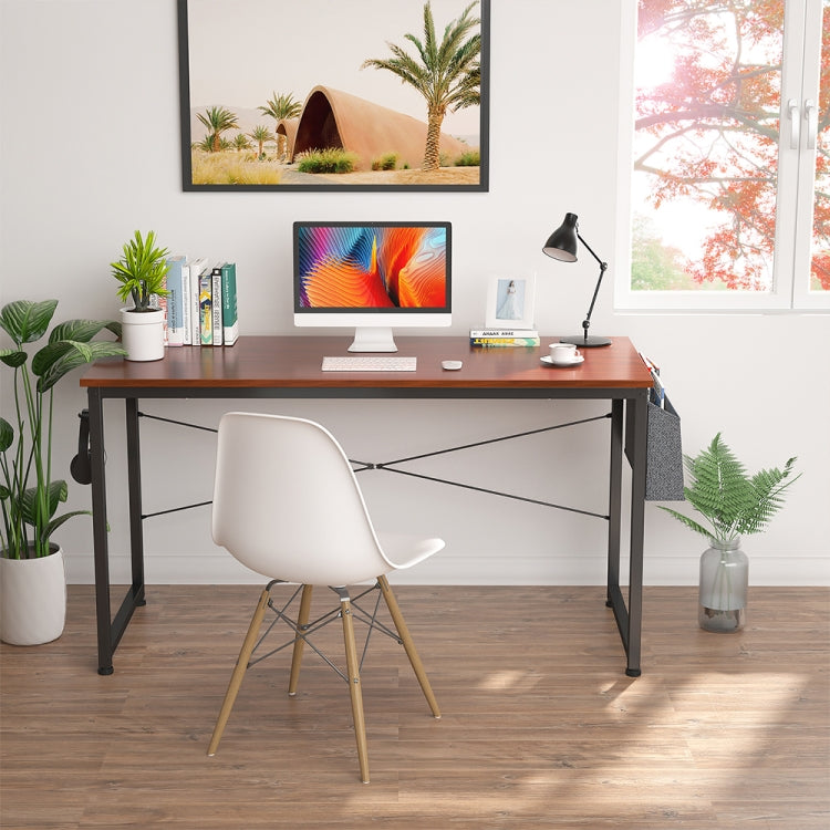 [US Warehouse] 47 inch Modern Simple Style Computer Desk Office Desk Study Desk with Storage Bag & Headset Hook & Adjustable Leg Cushion
