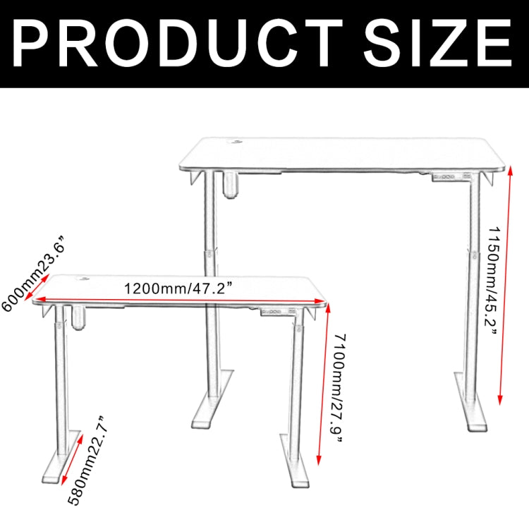[US Warehouse] Electric Height Adjustable Office Desk Computer Desk, Size: 47.2 x 23.6 inch(White)