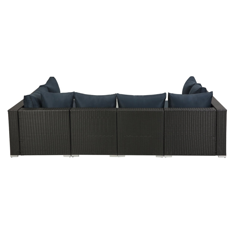 [US Warehouse] 23 in 1 PE Rattan Sectional Cushioned Free Combination Sofa Outdoor Garden Terrace Furniture Set with Pillows & Coffee Table