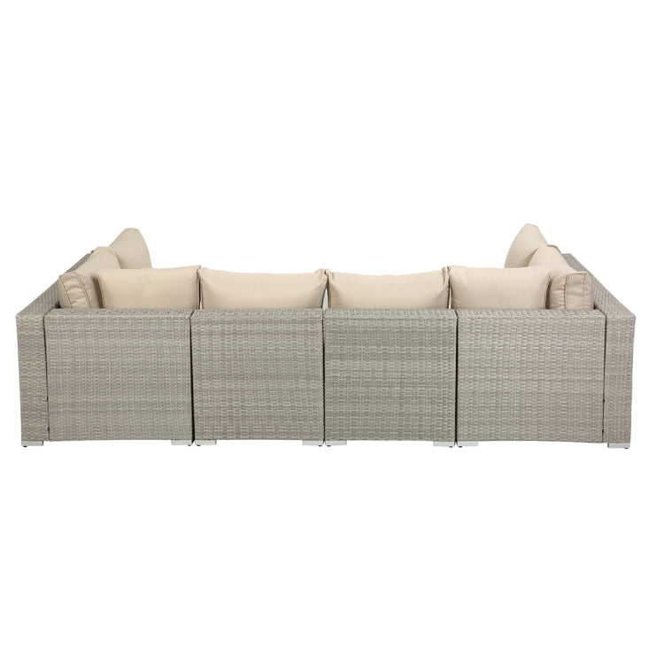 [US Warehouse] 23 in 1 PE Rattan Sectional Cushioned Free Combination Sofa Outdoor Garden Terrace Furniture Set with Pillows & Coffee Table