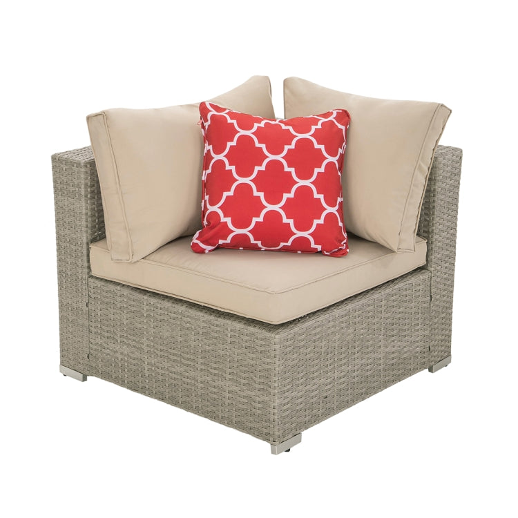 [US Warehouse] 23 in 1 PE Rattan Sectional Cushioned Free Combination Sofa Outdoor Garden Terrace Furniture Set with Pillows & Coffee Table