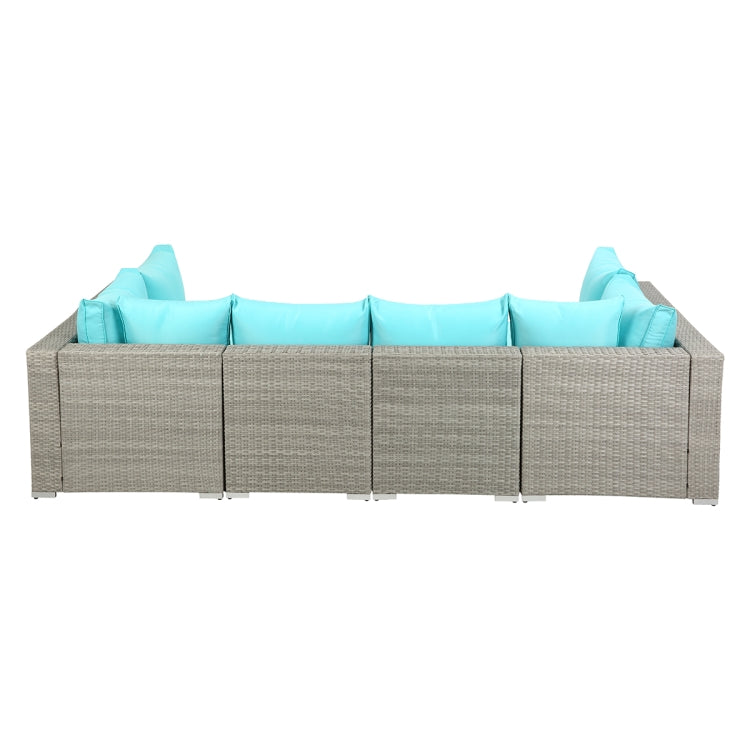 [US Warehouse] 23 in 1 PE Rattan Sectional Cushioned Free Combination Sofa Outdoor Garden Terrace Furniture Set with Pillows & Coffee Table