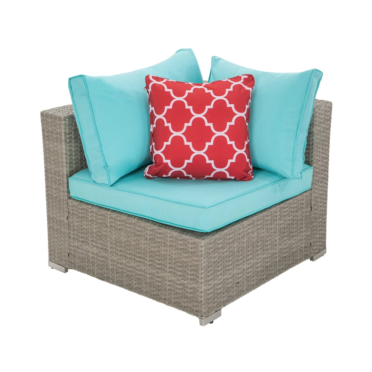 [US Warehouse] 23 in 1 PE Rattan Sectional Cushioned Free Combination Sofa Outdoor Garden Terrace Furniture Set with Pillows & Coffee Table