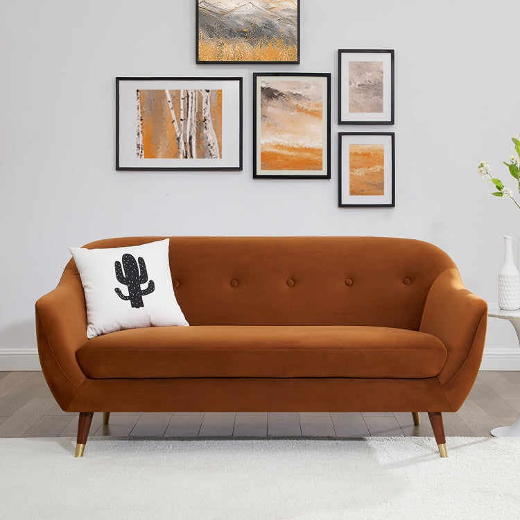 [US Warehouse] Velvet Sofa with Wide Flared Armrests, Size: 66.92 x 32.67 x 31.88 inch(Curry Color)