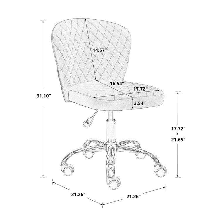 [US Warehouse] Home Velvet Office Chair Swivel Lift Computer Chair Reclining Chair with Wheels, Size: 31.1 x 21.26 x 21.26 inch