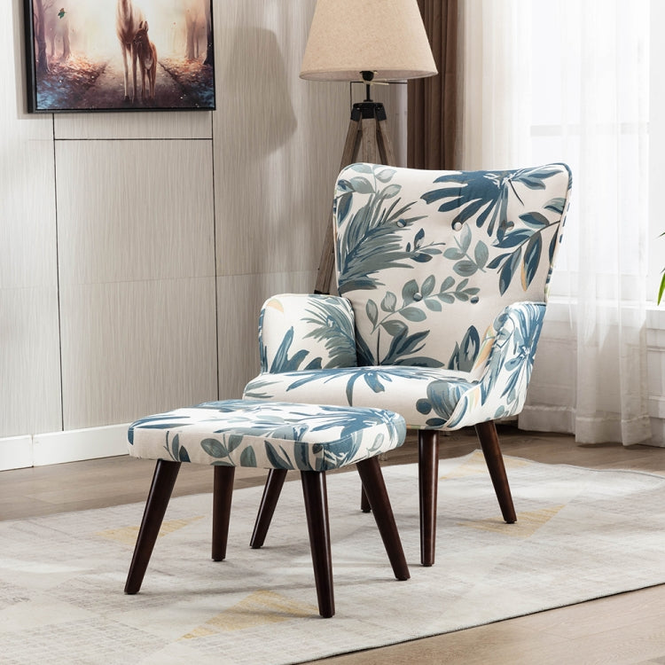 [US Warehouse] Living Room Single Upholstered Sofa Chair TV Chair with Footstool