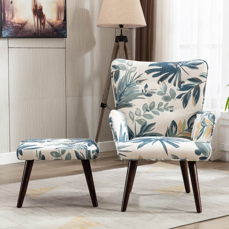 [US Warehouse] Living Room Single Upholstered Sofa Chair TV Chair with Footstool