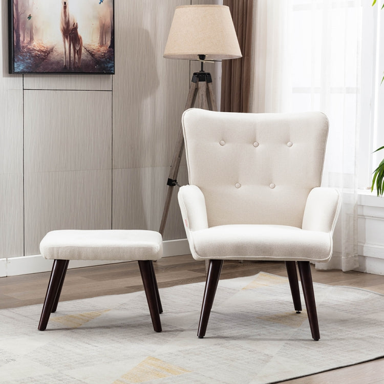 [US Warehouse] Living Room Single Upholstered Sofa Chair TV Chair with Footstool
