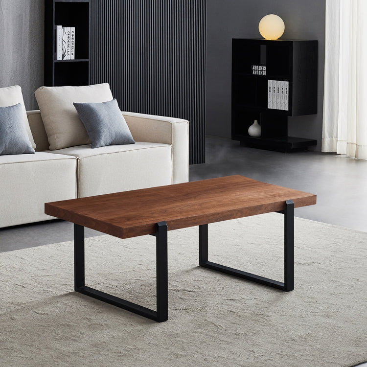 [US Warehouse] Metal Frame Square Walnut Coffee Table, Size: 47.5 x 24 x 17.7 inch