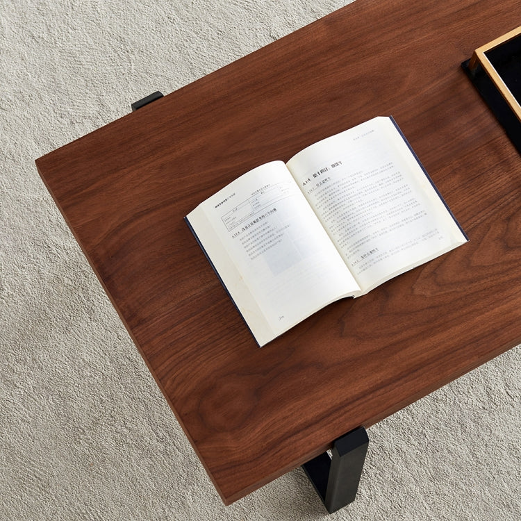 [US Warehouse] Metal Frame Square Walnut Coffee Table, Size: 47.5 x 24 x 17.7 inch