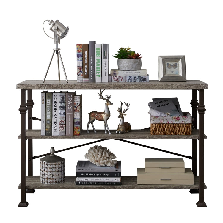 [US Warehouse] Modern Metal Frame Wooden 3-layer Sofa Table Console Table, Size: 76.3 x 47.2 x 15.7 inch