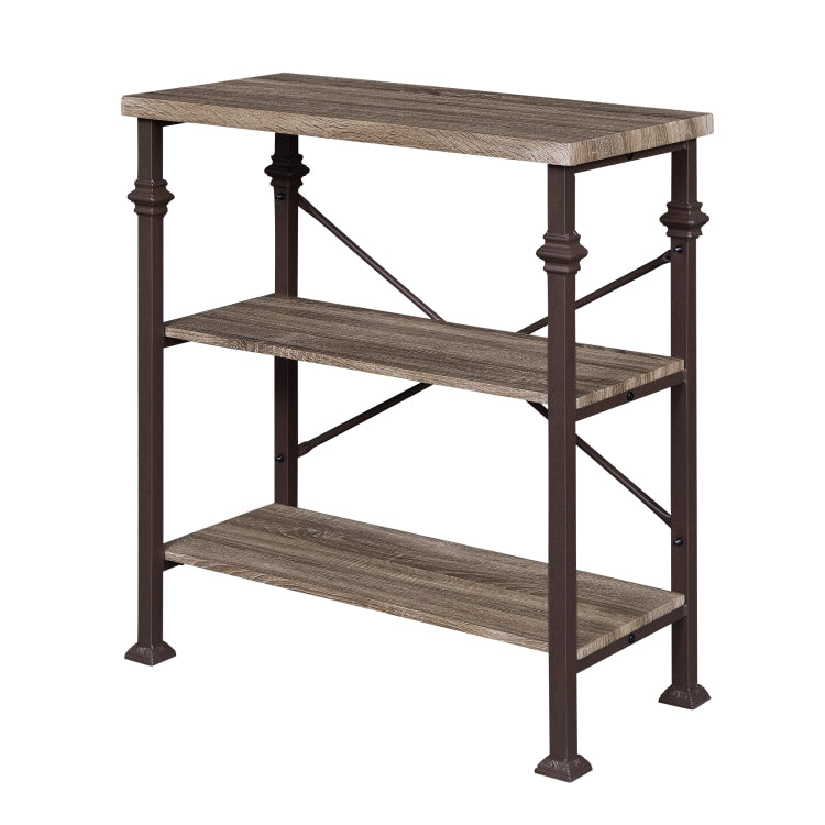 [US Warehouse] Modern Metal Frame Wooden 3-layer Bookshelf, Size: 34.8 x 32.7 x 16.1 inch