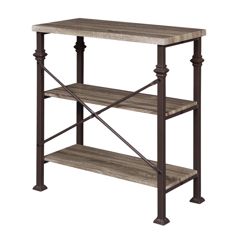 [US Warehouse] Modern Metal Frame Wooden 3-layer Bookshelf, Size: 34.8 x 32.7 x 16.1 inch