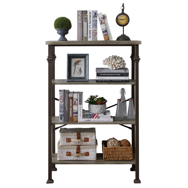 [US Warehouse] Modern Metal Frame Wooden 4-layer Bookshelf, Size: 48.6 x 32.7 x 16.1 inch