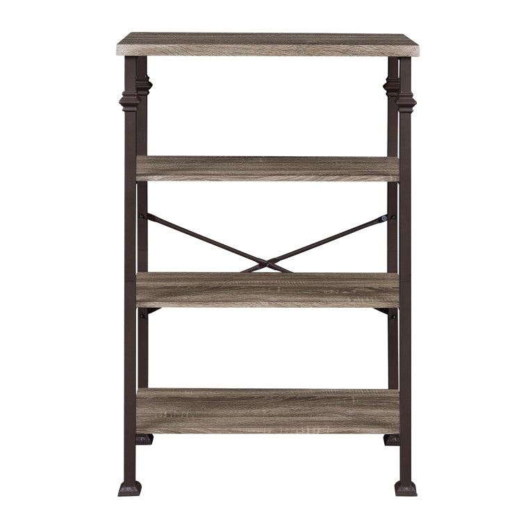 [US Warehouse] Modern Metal Frame Wooden 4-layer Bookshelf, Size: 48.6 x 32.7 x 16.1 inch