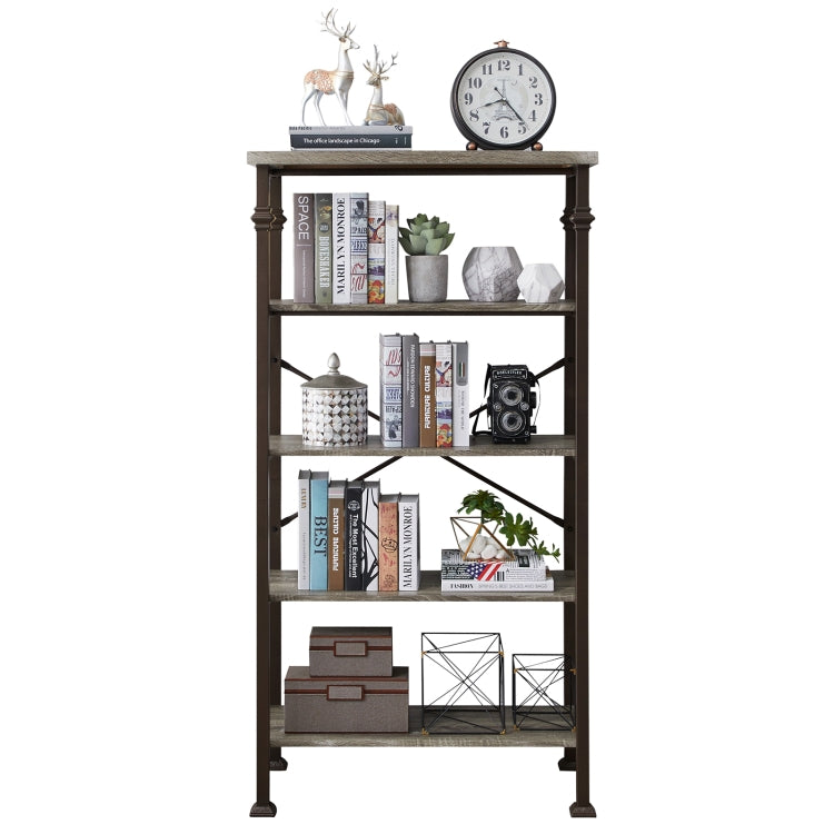 [US Warehouse] Modern Metal Frame Wooden 5-layer Bookshelf, Size: 62.4 x 32.7 x 16.1 inch