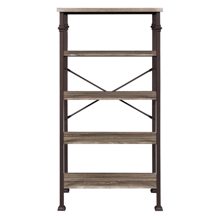 [US Warehouse] Modern Metal Frame Wooden 5-layer Bookshelf, Size: 62.4 x 32.7 x 16.1 inch