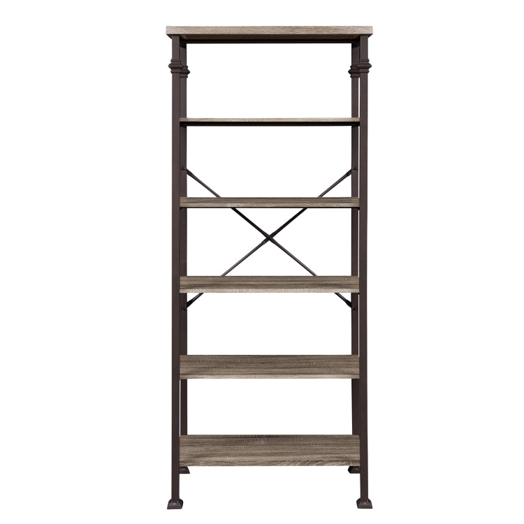 [US Warehouse] Modern Metal Frame Wooden 6-layer Bookshelf, Size: 76.2 x 32.7 x 16.1 inch