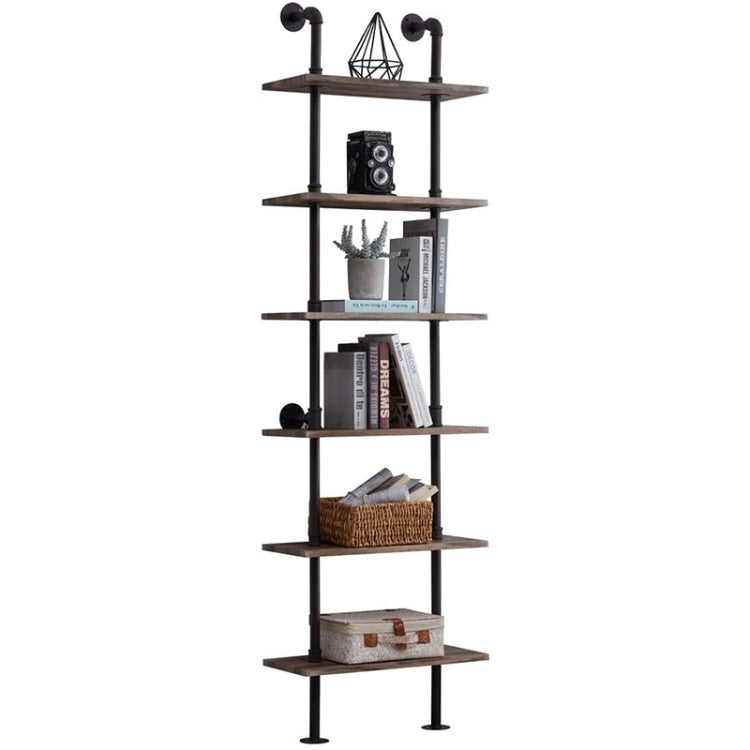 [US Warehouse] Modern Metal Frame Wooden 6-layer Ladder Shape Bookshelf, Size: 82.87 x 23.62 x 9.84 inch