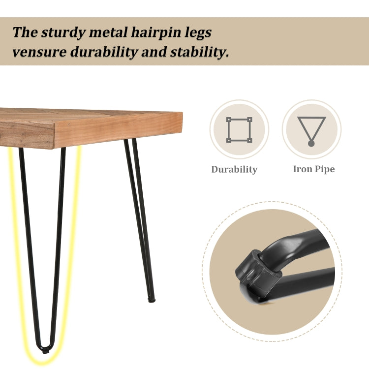 [US Warehouse] Modern Living Room Nature Wood Chevron Pattern Coffee Table with Metal Hairpin Legs
