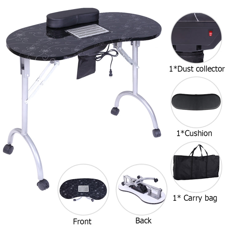 [US Warehouse] Portable MDF Collapsible Manicure Table with Dust Collector & Cushion & Fan, Size: 90x40x75cm