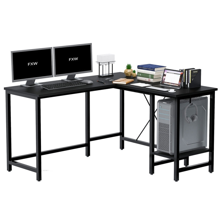 [US Warehouse] L Shaped Adjustable Computer Desk with Storage Shelf, Size: 55 inch