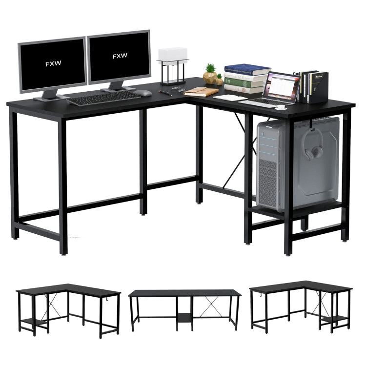 [US Warehouse] L Shaped Adjustable Computer Desk with Storage Shelf, Size: 55 inch