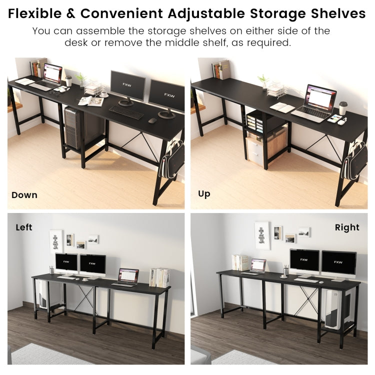 [US Warehouse] L Shaped Adjustable Computer Desk with Storage Shelf, Size: 55 inch
