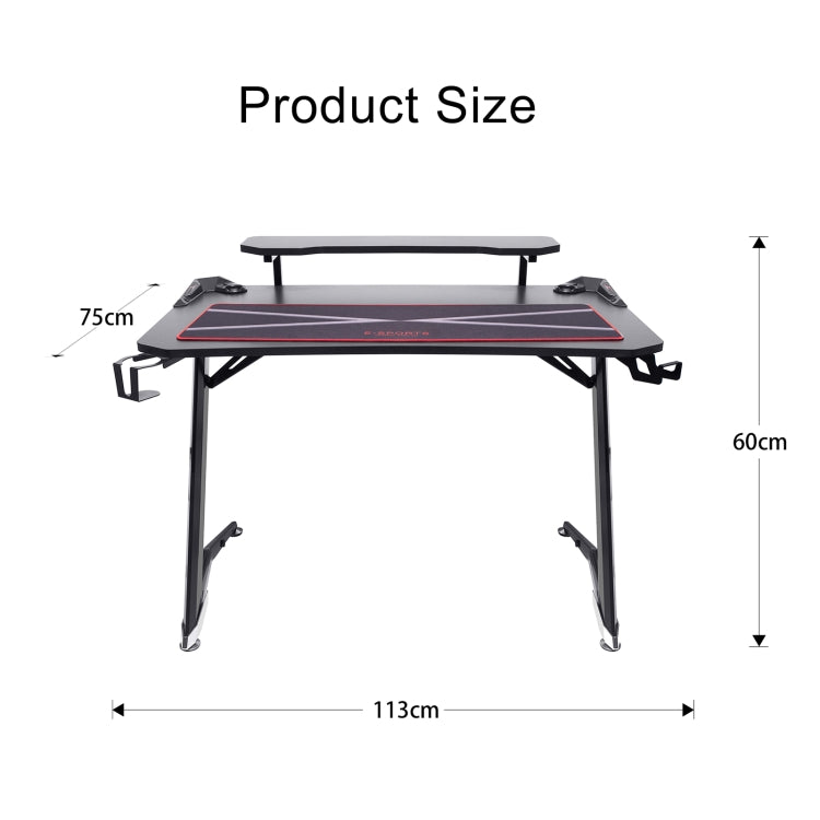 [US Warehouse] 44 inch Multifunctional Home E-Sports Gaming Desk with Holder & Cup Holder & Earphone Hook & Mouse Pad
