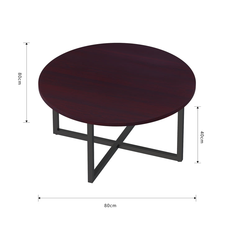 [US Warehouse] 31 Inch Round Black Walnut Mesa Coffee Table Living Room Tea Table with Open Storage Shelf