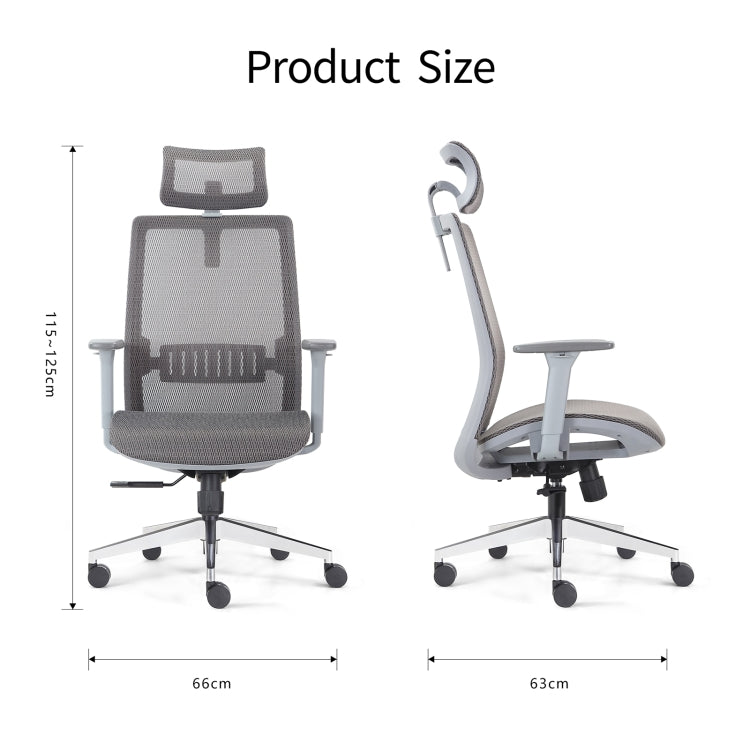 [US Warehouse] Height-adjustable Breathable Mesh Office Swivel Chair with Armrests & Headrest, Size: (115-125) x 66 x 63cm
