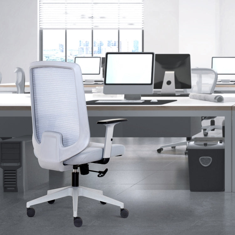 [US Warehouse] Height-adjustable Elastic Mesh Sponge Cushion Office Swivel Chair with Adjustable Armrests, Size: (100-110) x 62 x 57.5cm