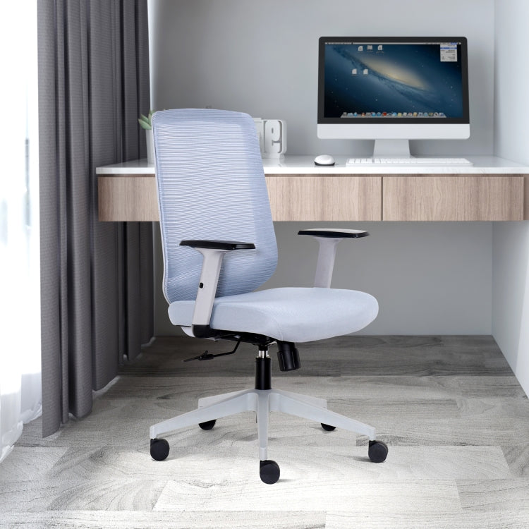 [US Warehouse] Height-adjustable Elastic Mesh Sponge Cushion Office Swivel Chair with Adjustable Armrests, Size: (100-110) x 62 x 57.5cm